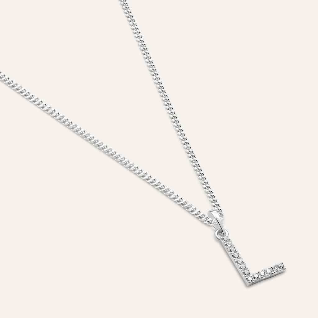 Pendente Po&egrave;me Oro Bianco Cubic Zirconia