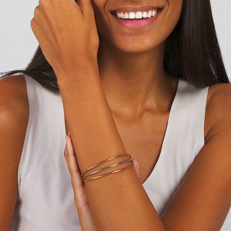 Bangle Lady Code Acciaio Bicolore Bianco / Rosa - Bracciali Rigidi Donna | Stroili