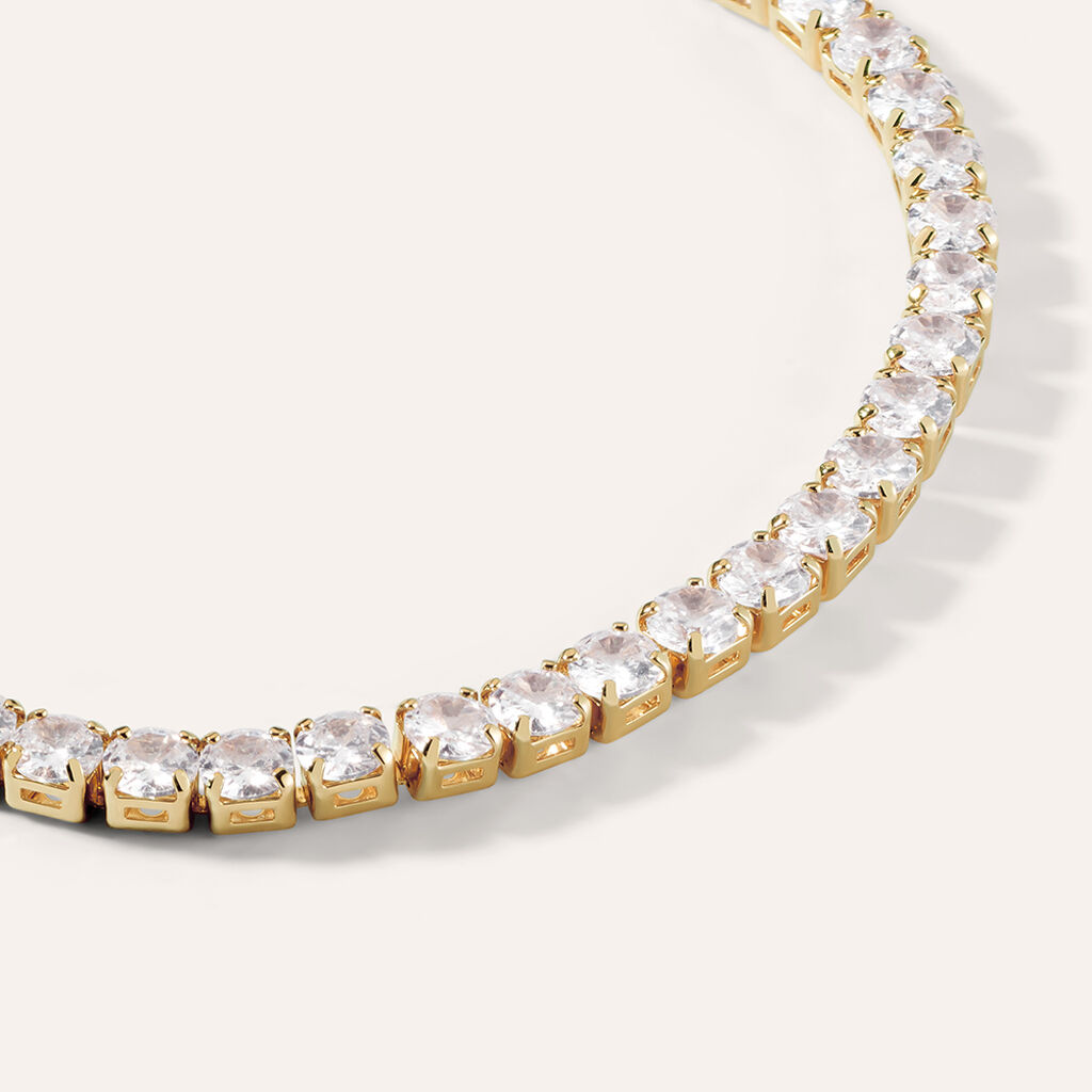 Bracciale Tennis Romantic Shine Metallo Dorato Cristallo