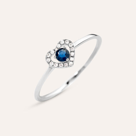 Anello Solitario Charlotte Oro Bianco Zaffiro Diamante - Anelli con Pietre Donna | Stroili