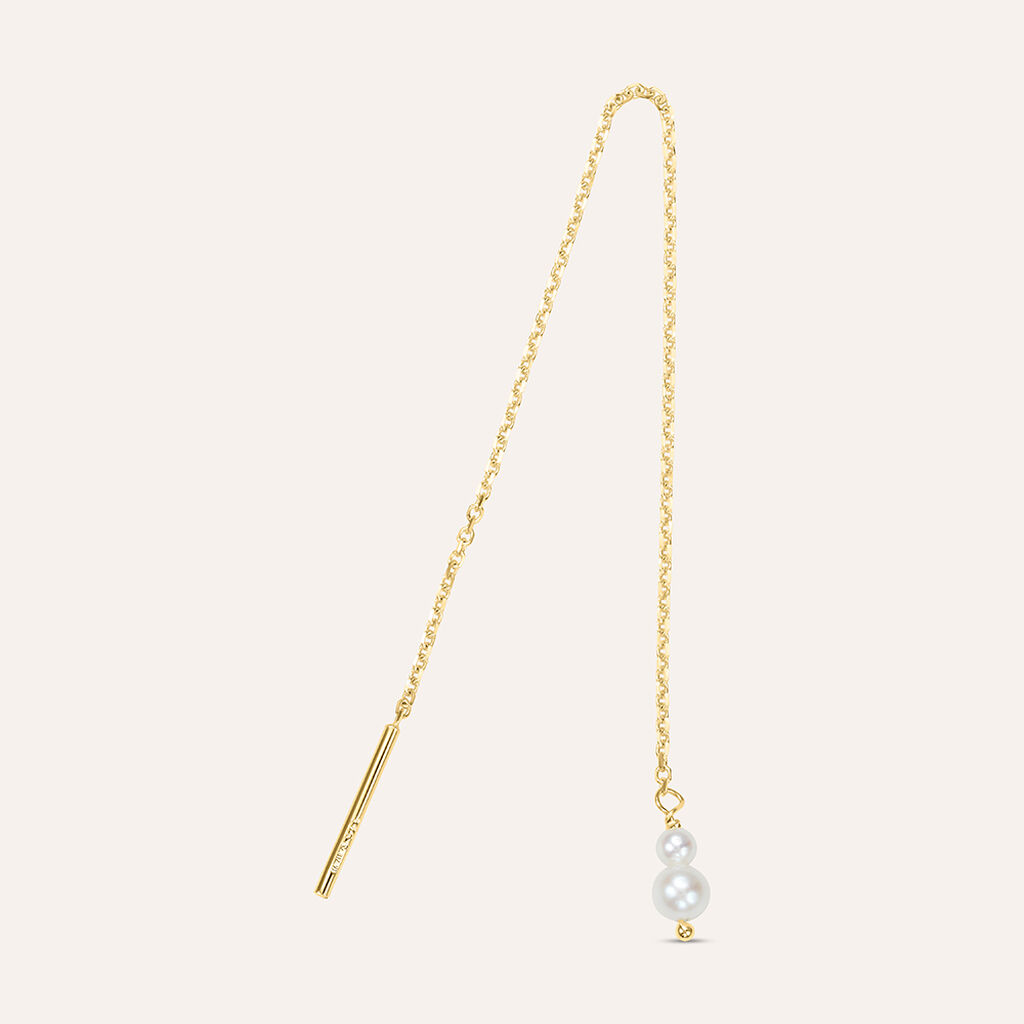 Mono Orecchino Pendente Beverly Oro Giallo Perla D'Acqua Dolce