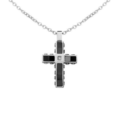 Collana Man Code Acciaio Bicolore Bianco / Nero Cubic Zirconia - Collane Uomo | Stroili