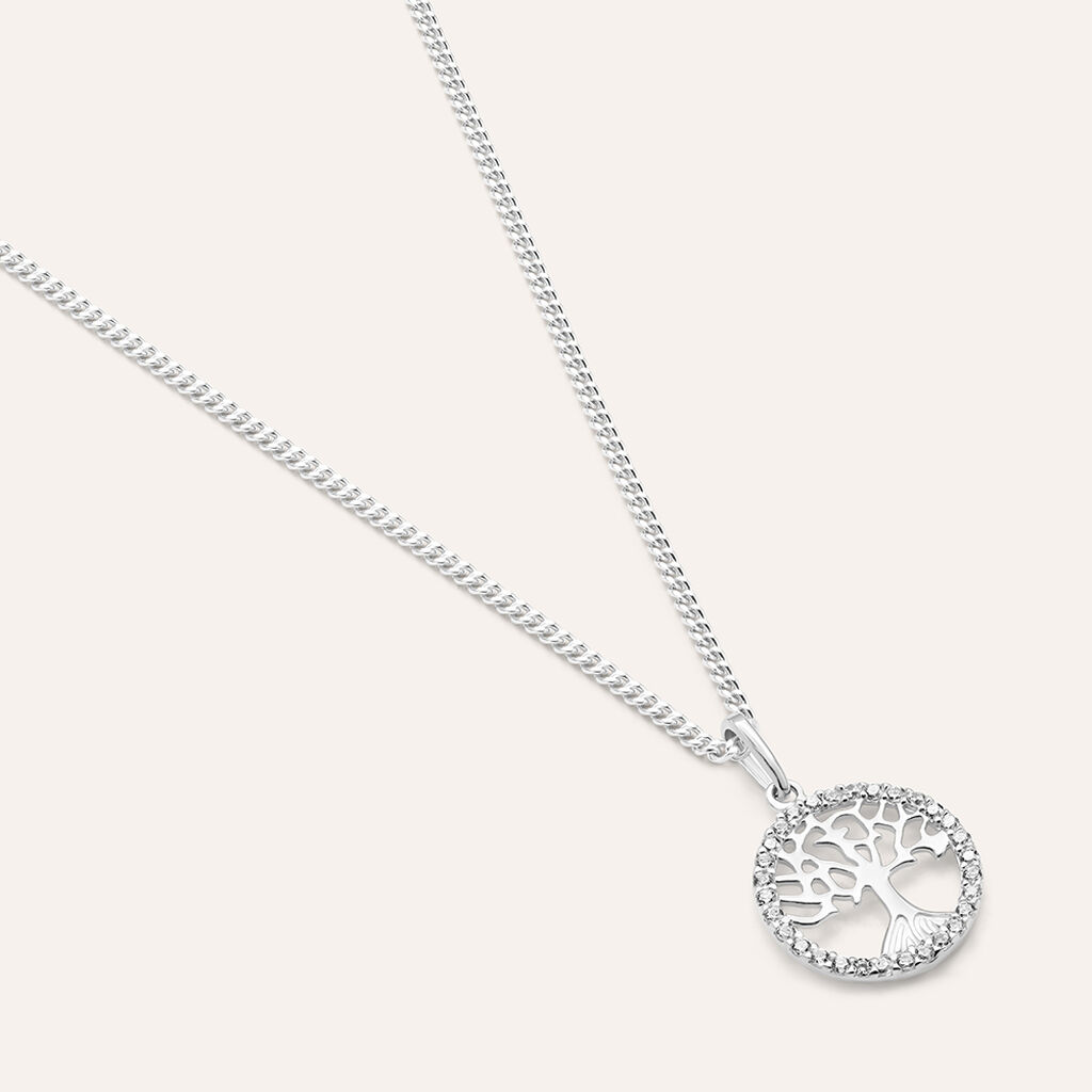 Pendente Po&egrave;me Oro Bianco Cubic Zirconia