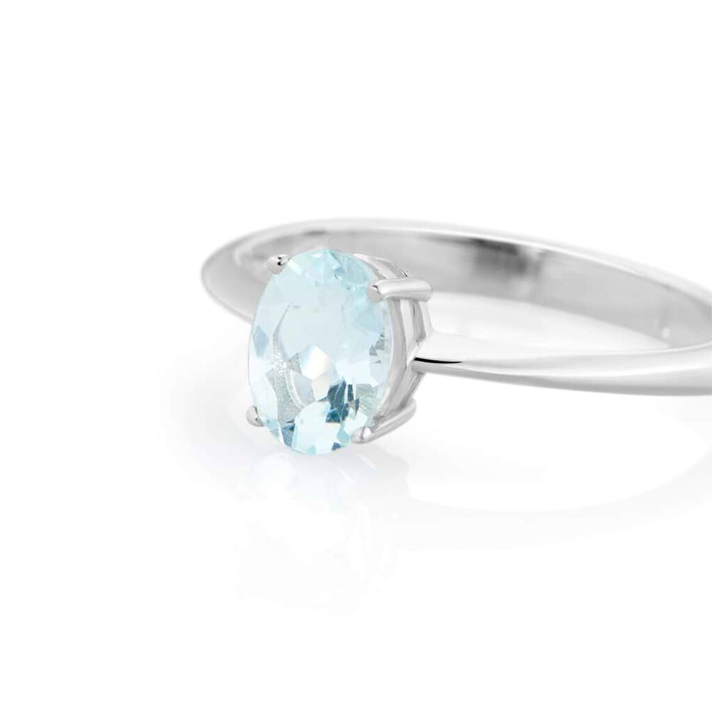 Anello Solitario Acquamarina Oro Bianco Acquamarina - Anelli con Pietre Donna | Stroili