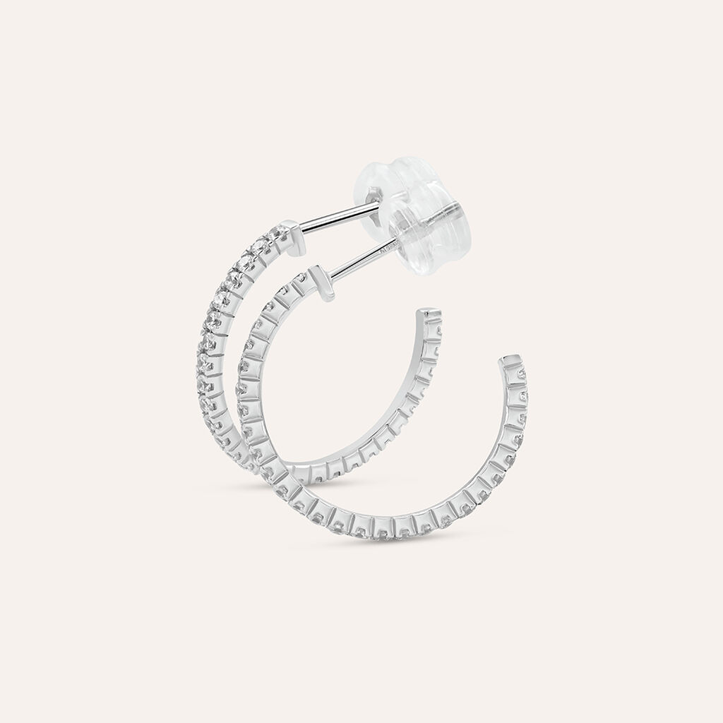 Orecchini A Cerchio Claire Oro Bianco Cubic Zirconia - Orecchini a Cerchio Donna | Stroili