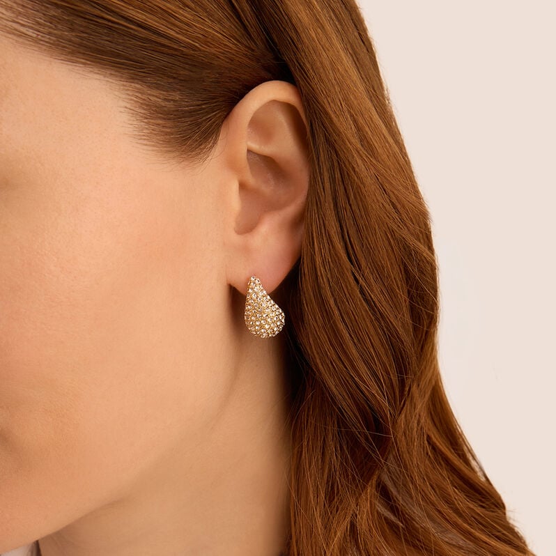 Orecchini Lobo Aura Acciaio Dorato Cubic Zirconia - Orecchini a Lobo Donna | Stroili