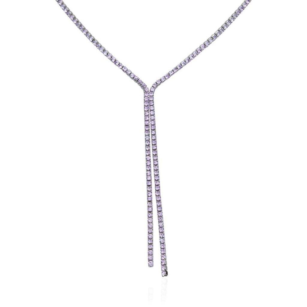 Girocollo in metallo rodiato e cristalli