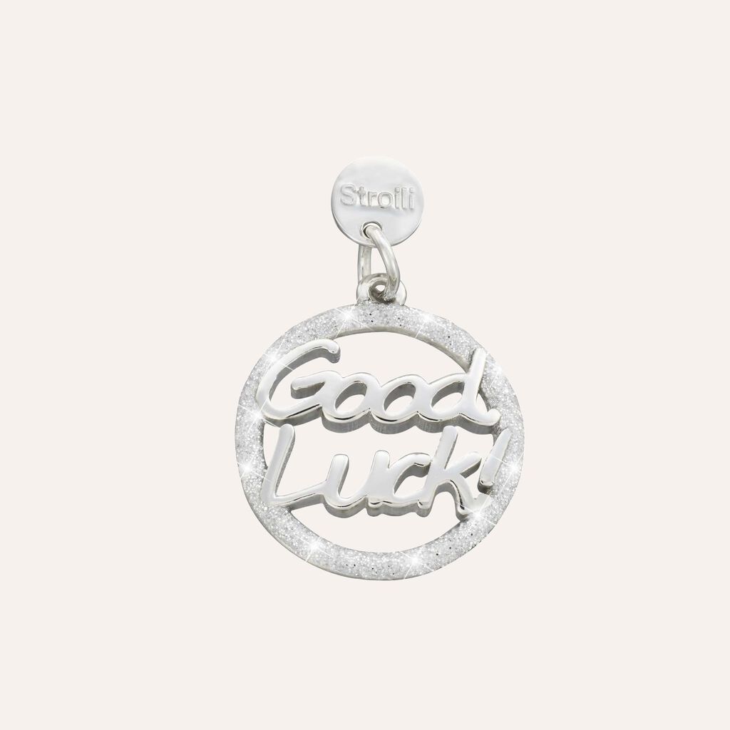 Charm in argento rodiato e glitter