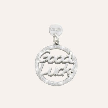 Charm in argento rodiato e glitter