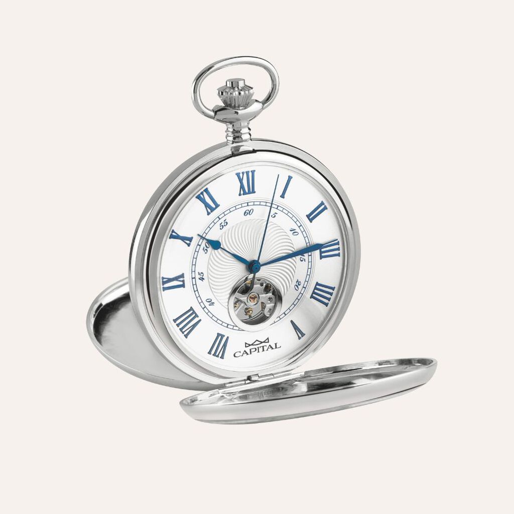 Set Orologio Meccanico da Tasca Capital in Metallo e Stand in Metallo