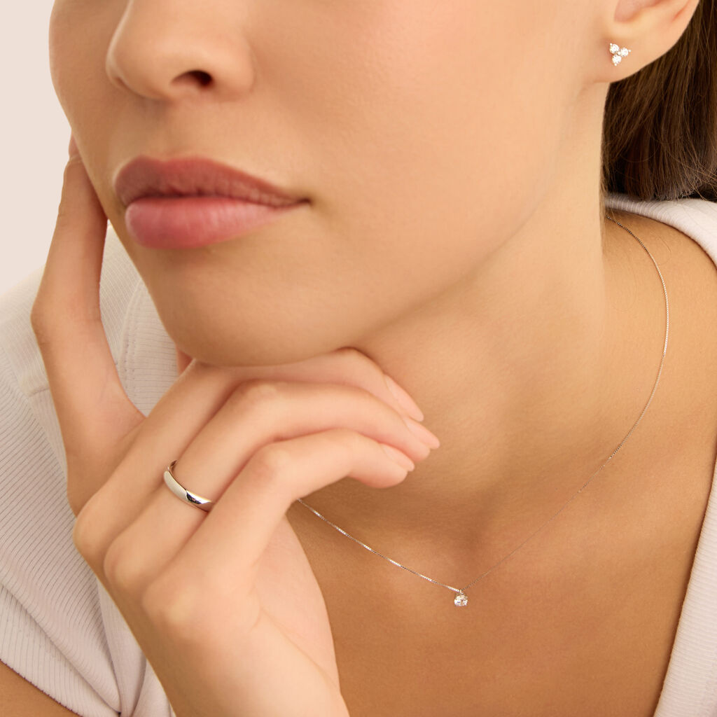 Orecchini Lobo Bon Ton Oro Bianco Cubic Zirconia - Orecchini a Lobo Donna | Stroili