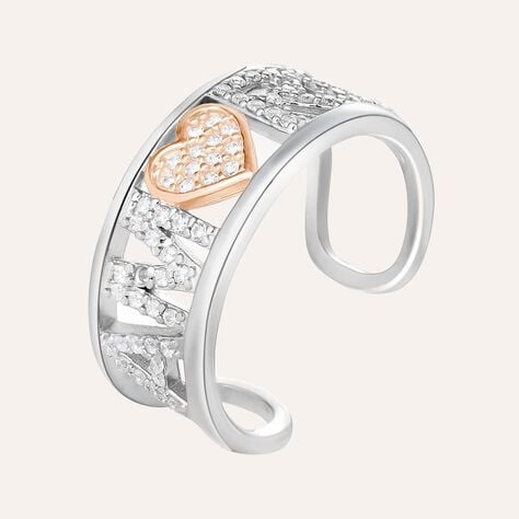 Anello Fantasia Silver Moments Argento Bicolore Bianco / Rosa Cubic Zirconia - Anelli con Pietre Donna | Stroili