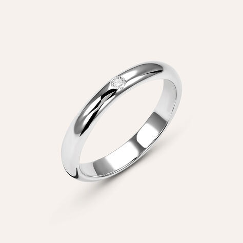 Fede Classica Leggera 3.2 mm Oro Bianco Diamante - Anelli con Incisione Unisex | Stroili