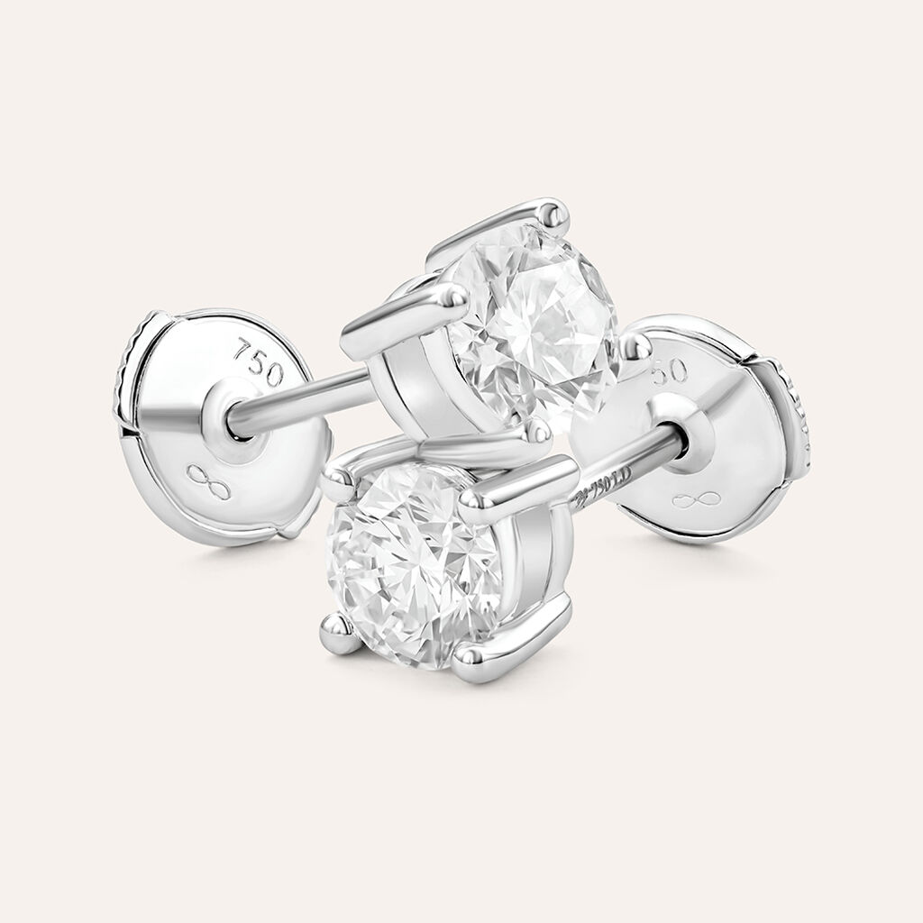 Orecchini Lobo Punto Luce Diamade Oro Bianco Diamante Lab-Grown