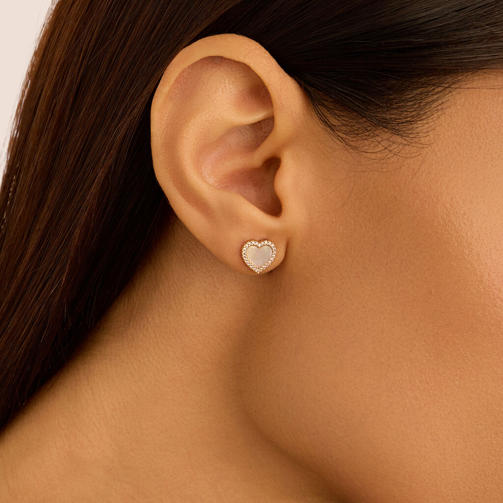 Orecchini Lobo Beverly Oro Giallo Madreperla Cubic Zirconia