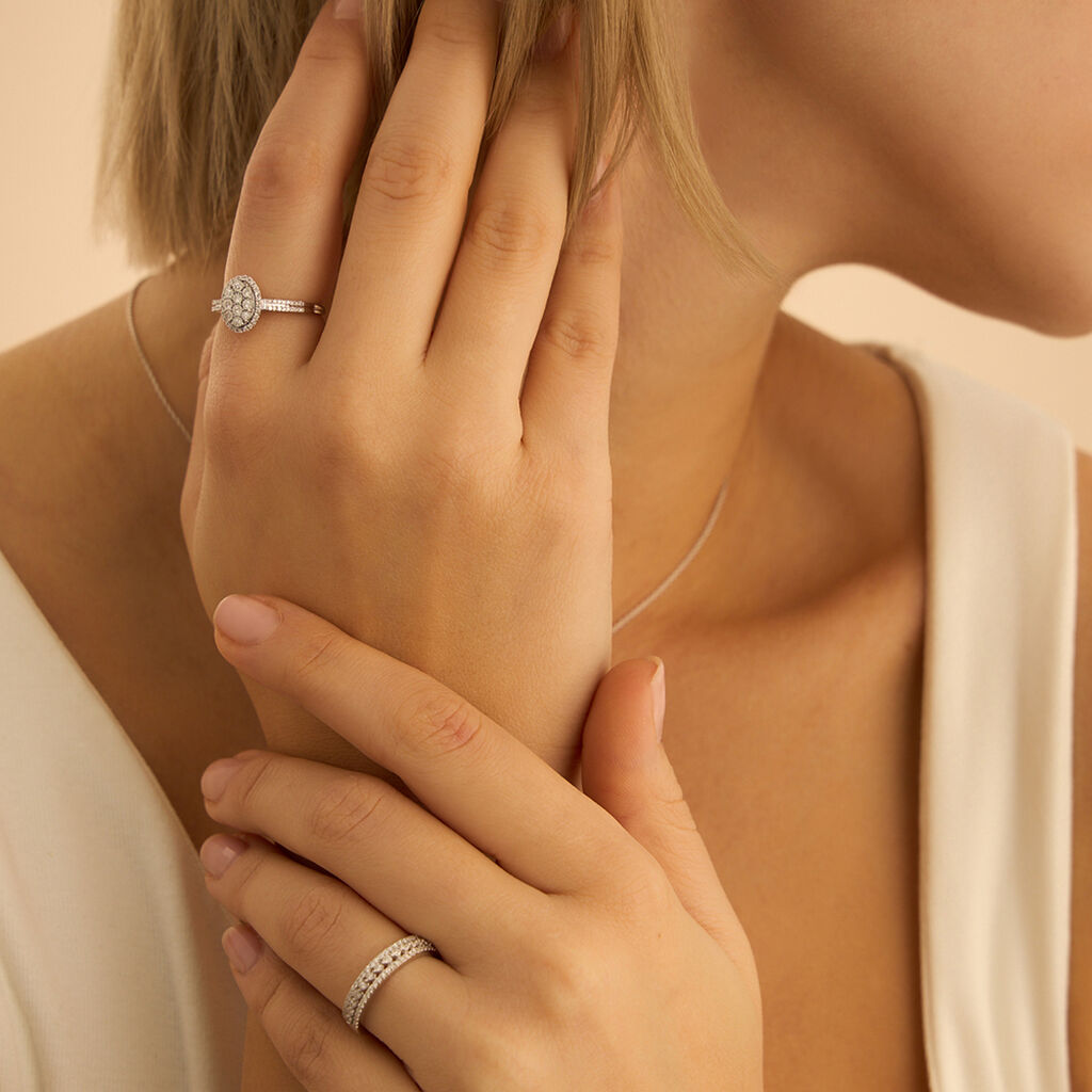 Anello Fantasia Sophia Oro Bianco Diamante