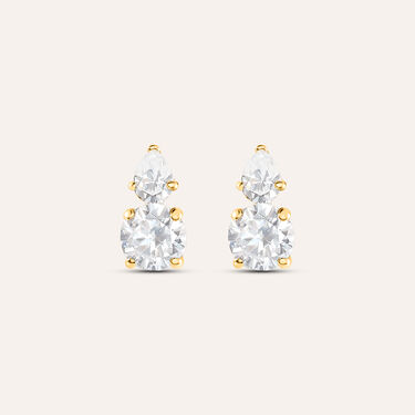 Orecchini Lobo Doppio Punto Luce Claire Oro Giallo Cubic Zirconia