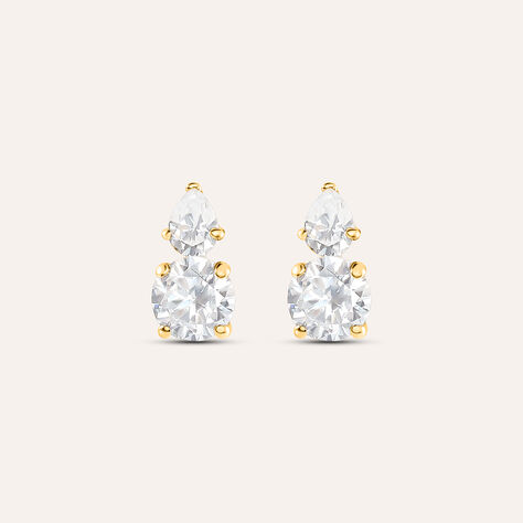 Orecchini Lobo Doppio Punto Luce Claire Oro Giallo Cubic Zirconia - Orecchini a Lobo Donna | Stroili