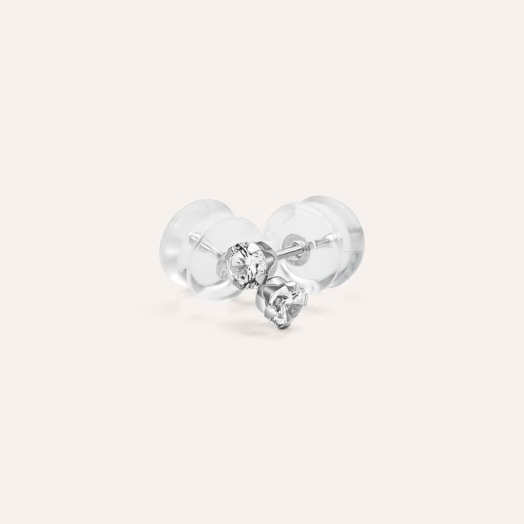 Orecchini Lobo Punto Luce Bon Ton Oro Bianco Cubic Zirconia - Orecchini a Lobo Donna | Stroili