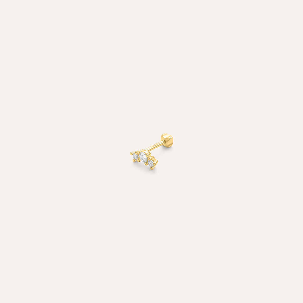 Piercing Orecchio Tragus Helix Conch Ear Shine Oro Giallo Cubic Zirconia