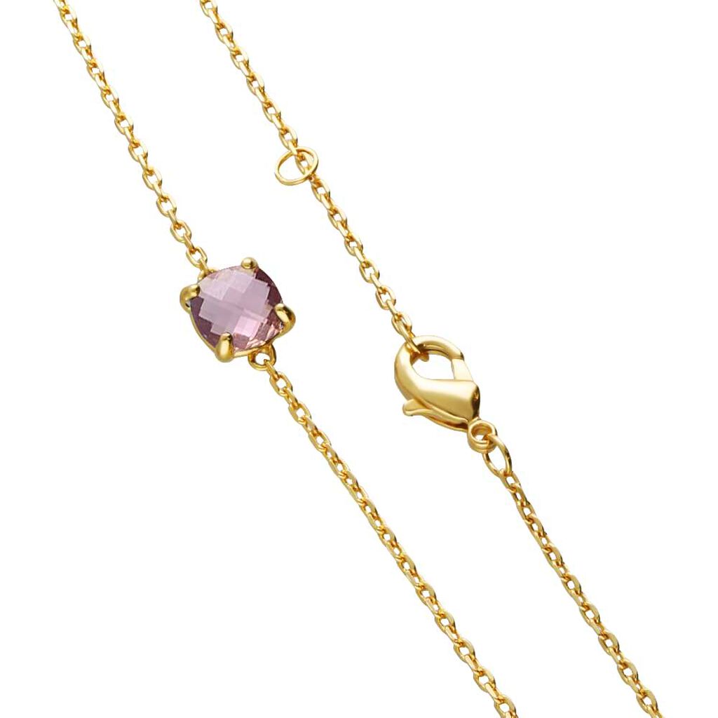Bracciale placcato oro con pietra rosa