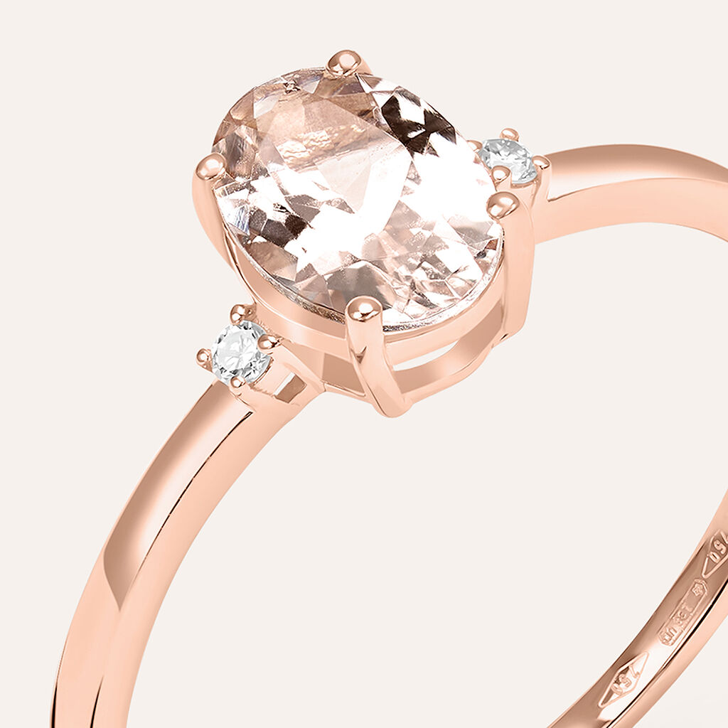 Anello Solitario Jasmine Oro Rosa Morganite Diamante - Anelli con Pietre Donna | Stroili