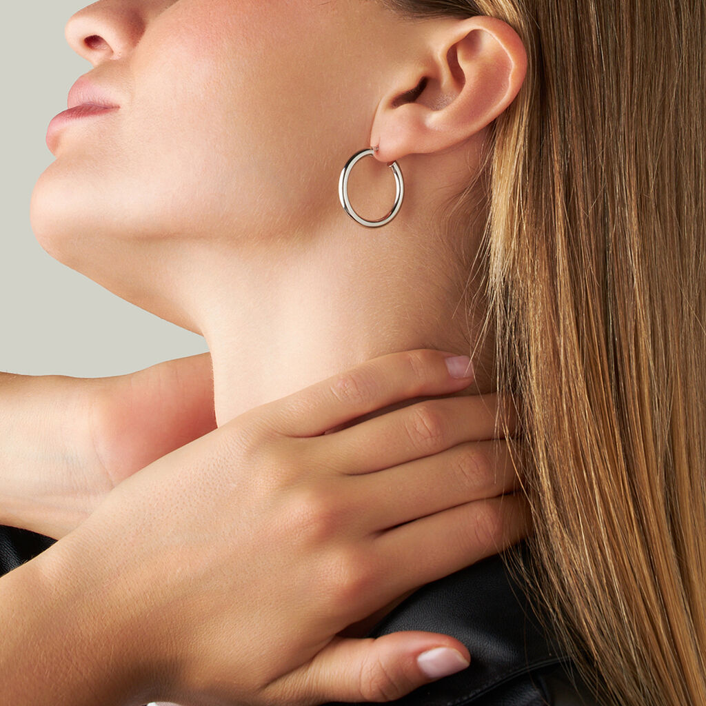 Orecchini A Cerchio Toujours Oro Bianco - Orecchini a Cerchio Donna | Stroili