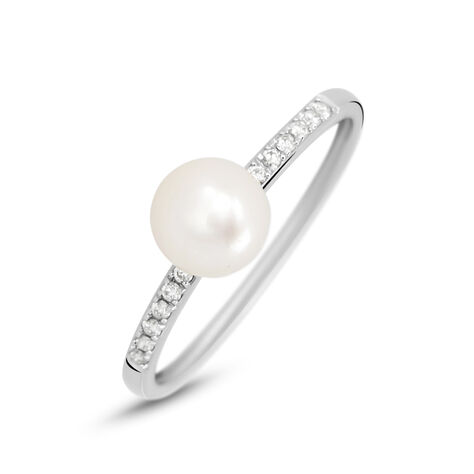 Anello Solitario Gabrielle Precious Oro Bianco Perla D'Acqua Dolce Diamante - Anelli con Pietre Donna | Stroili