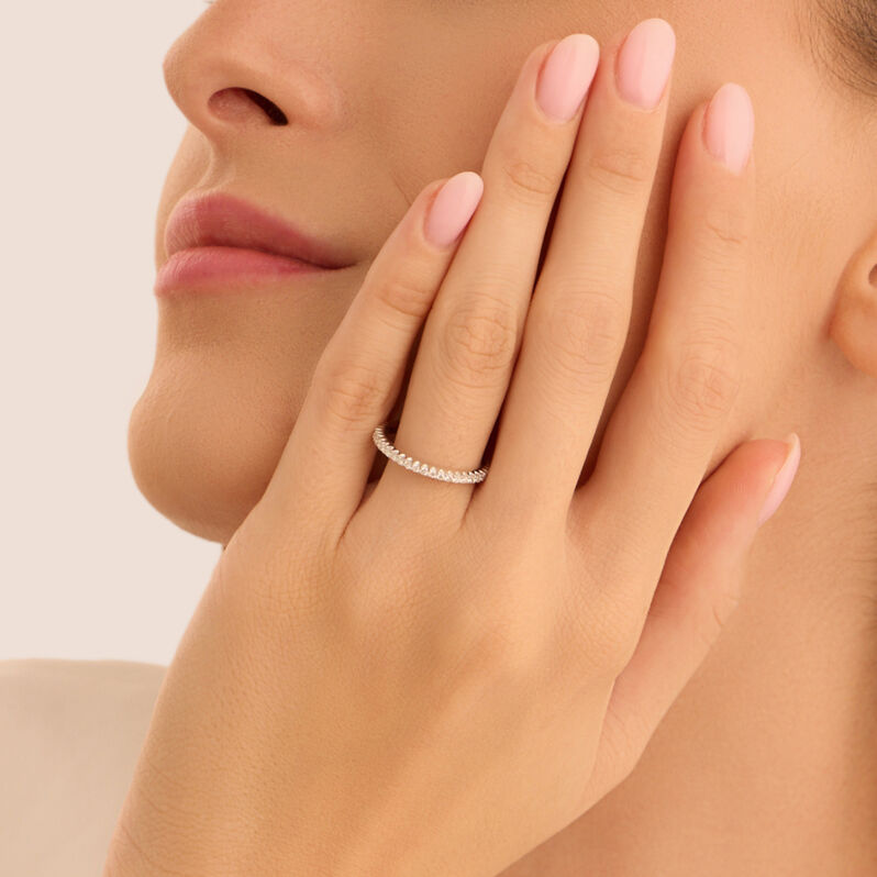 Fede Classica Eternity 2 mm Oro Bianco Diamante - Anelli con Incisione Donna | Stroili