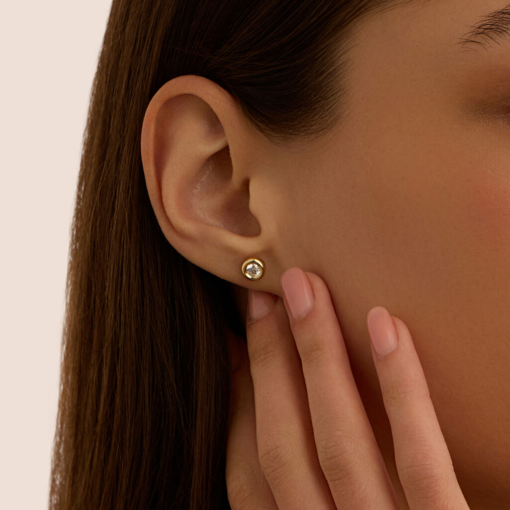 Orecchini Lobo Punto Luce Bon Ton Oro Giallo Cubic Zirconia