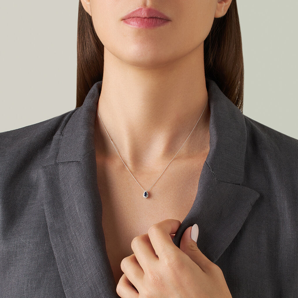 Collana Punto Luce Charlotte Oro Bianco Zaffiro Diamante - Collane Choker Donna | Stroili