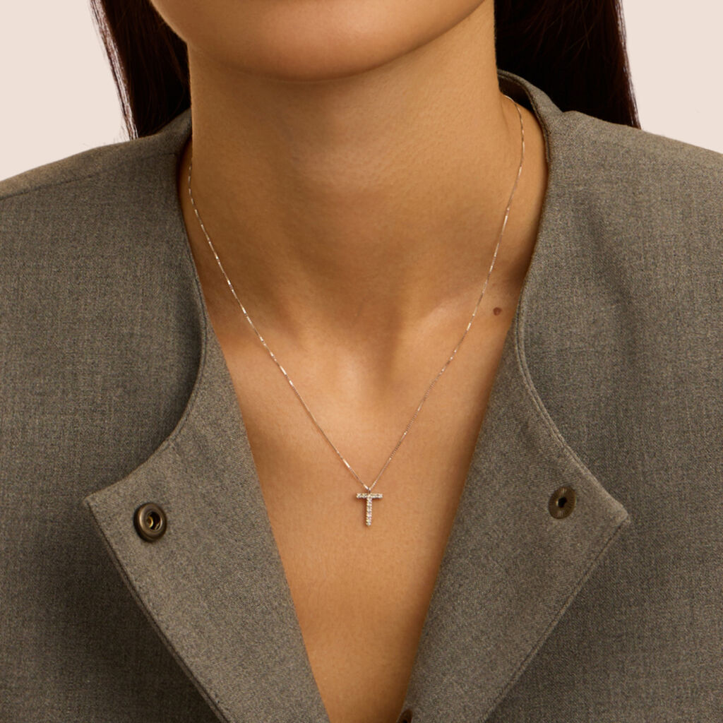 Collana Diamond Letters Oro Bianco Diamante