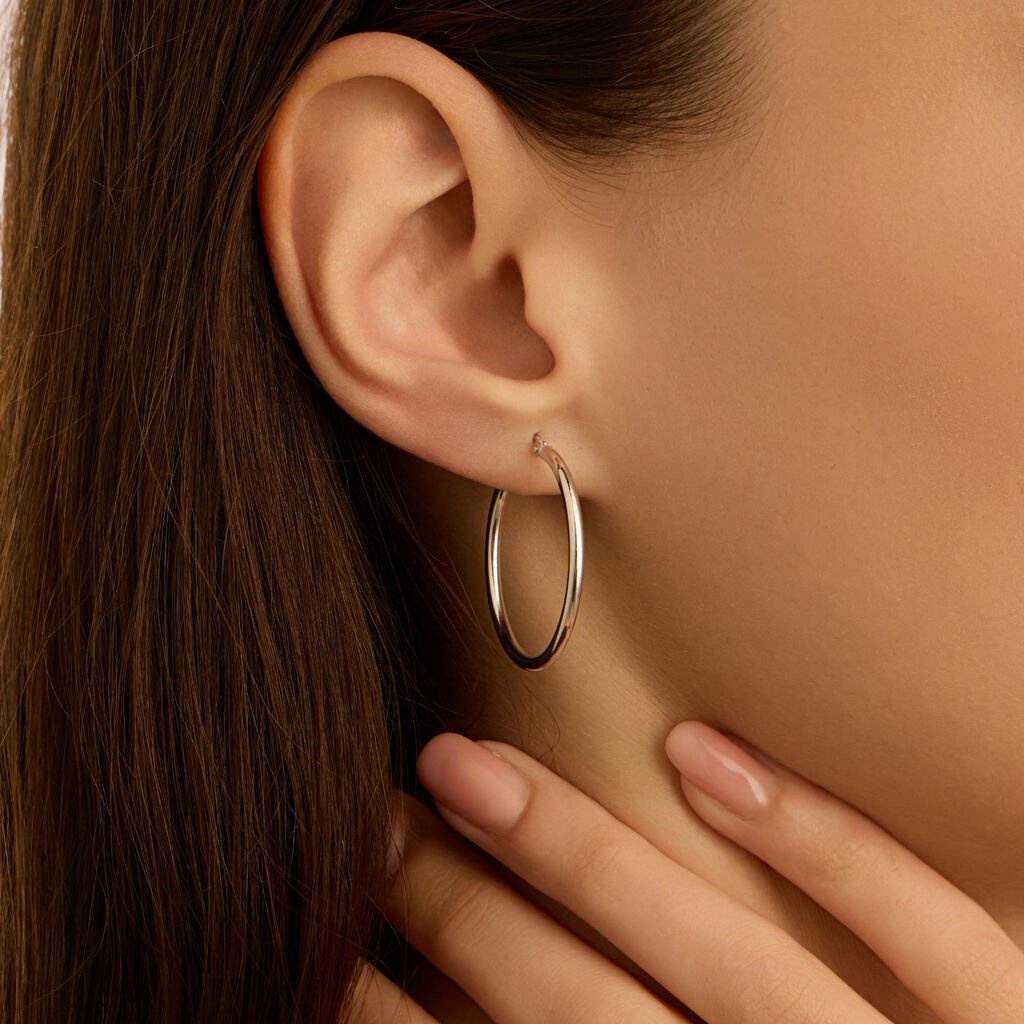 Orecchini A Cerchio Toujours Oro Bianco - Orecchini a Cerchio Donna | Stroili