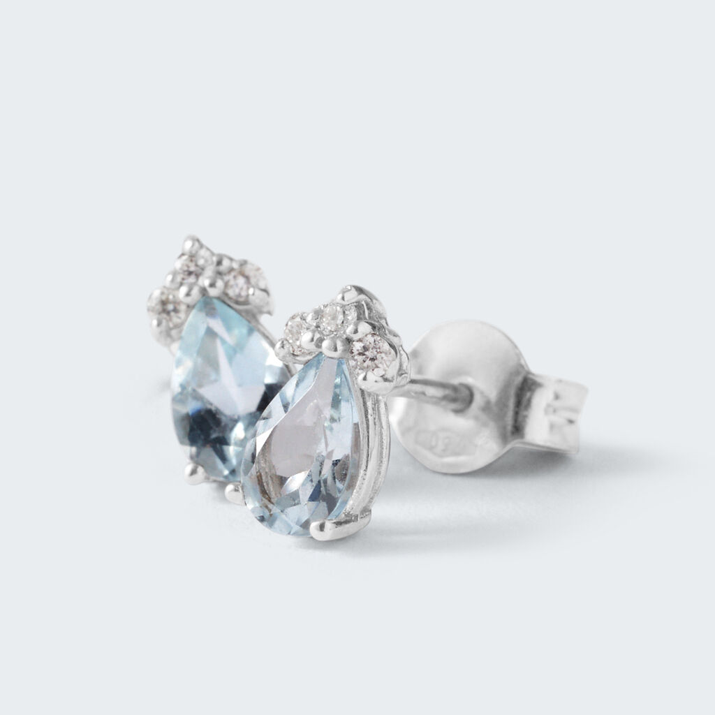 Orecchini Lobo Punto Luce Acquamarina Oro Bianco Acquamarina Diamante - Orecchini a Lobo Donna | Stroili