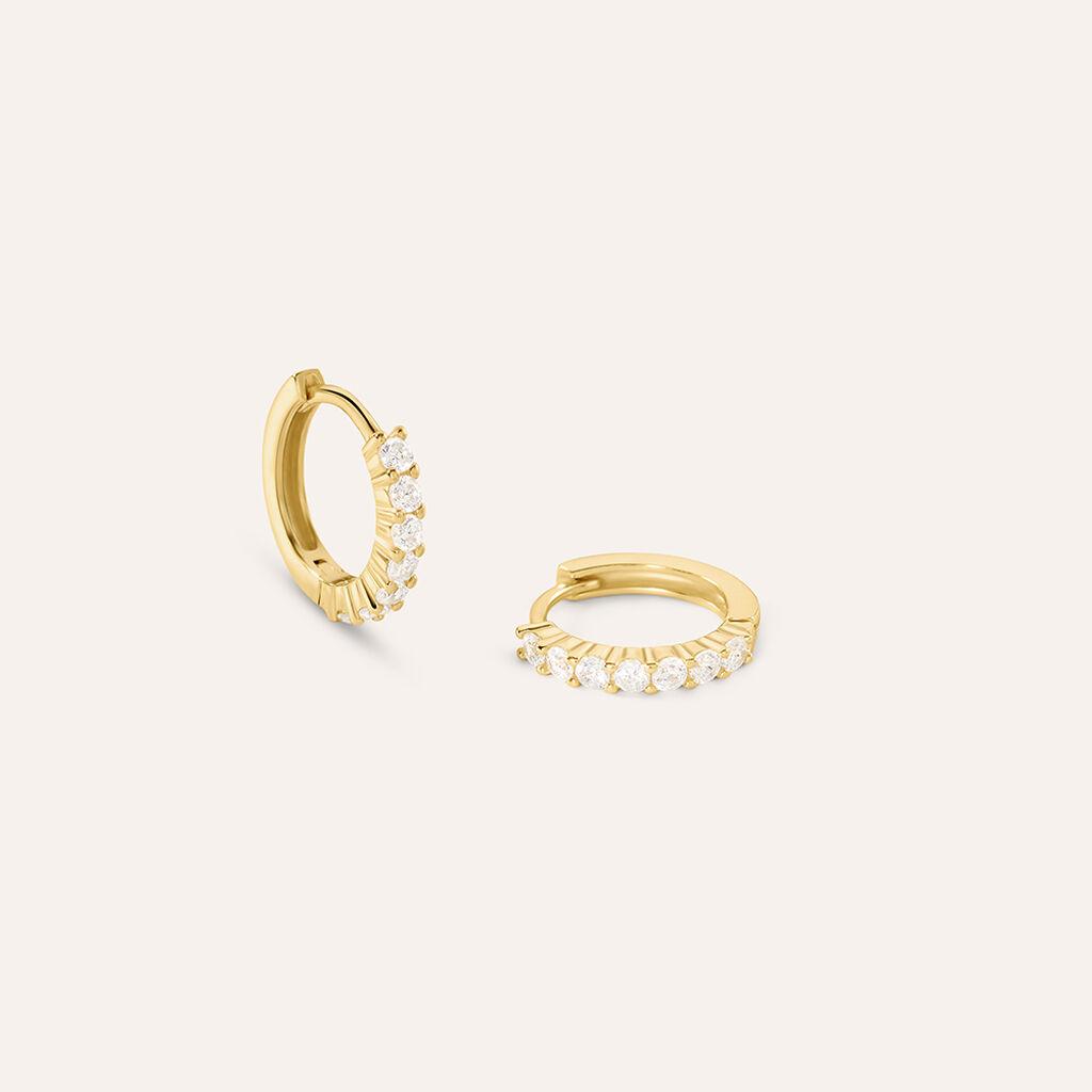Orecchini A Cerchio Silver Glow Argento Dorato Cubic Zirconia