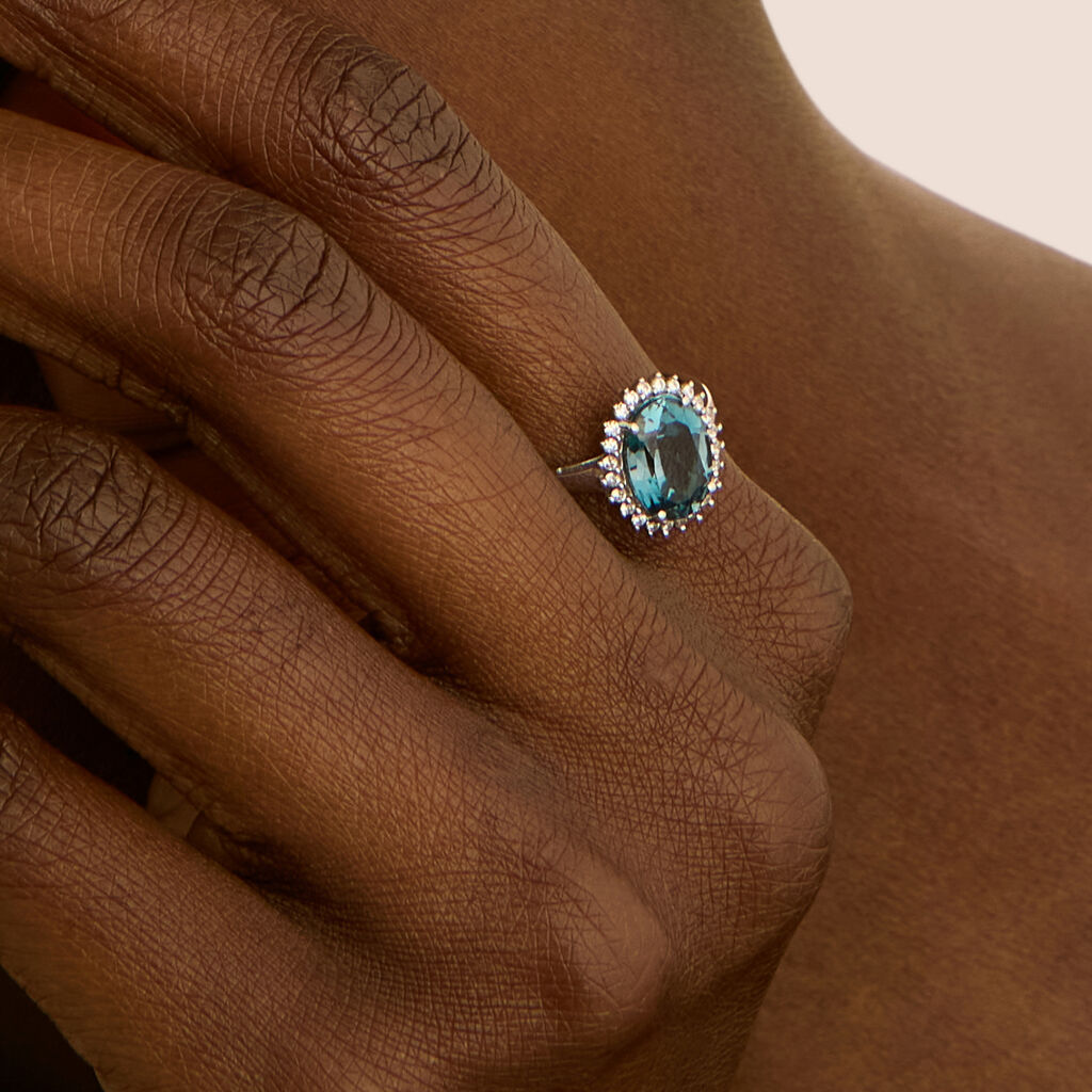 Anello Solitario Amélie Oro Bianco Topazio Cubic Zirconia