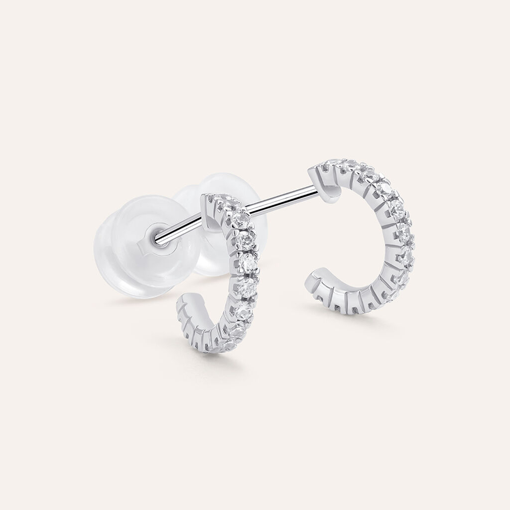 Orecchini A Cerchio Claire Oro Bianco Cubic Zirconia