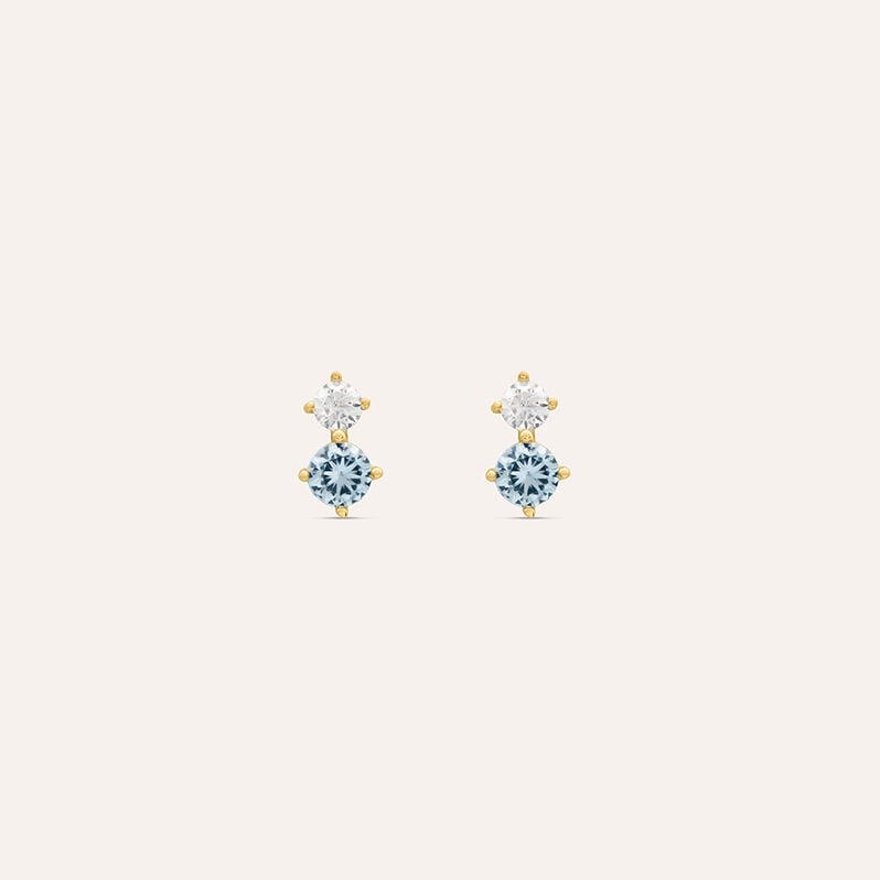 Orecchini Lobo Doppio Punto Luce Claire Oro Giallo Cubic Zirconia - Orecchini a Lobo Donna | Stroili