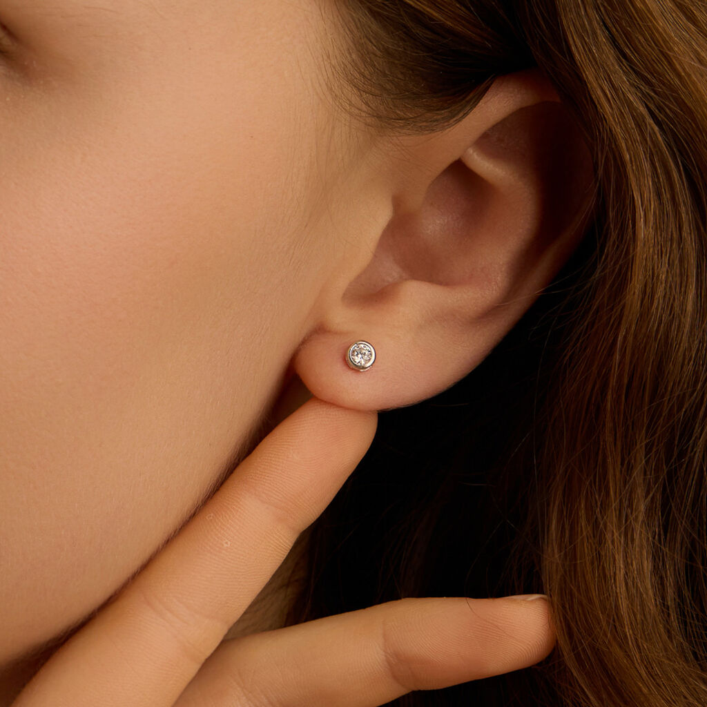 Orecchini Lobo Punto Luce Claire Oro Bianco Cubic Zirconia