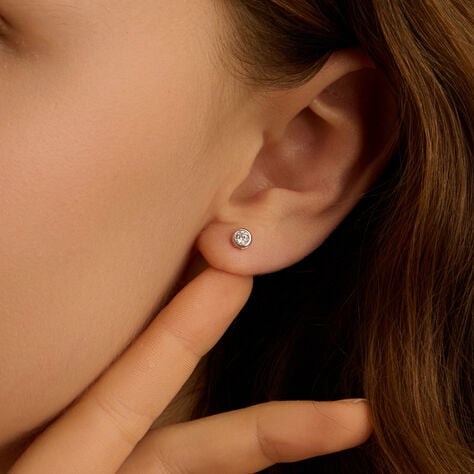Orecchini Lobo Punto Luce Claire Oro Bianco Cubic Zirconia - Orecchini a Lobo Donna | Stroili