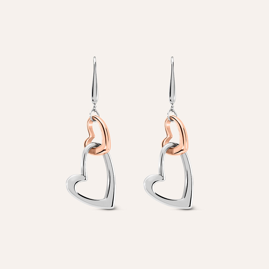 Orecchini Pendenti Sunrise Acciaio Bicolore Bianco / Rosa