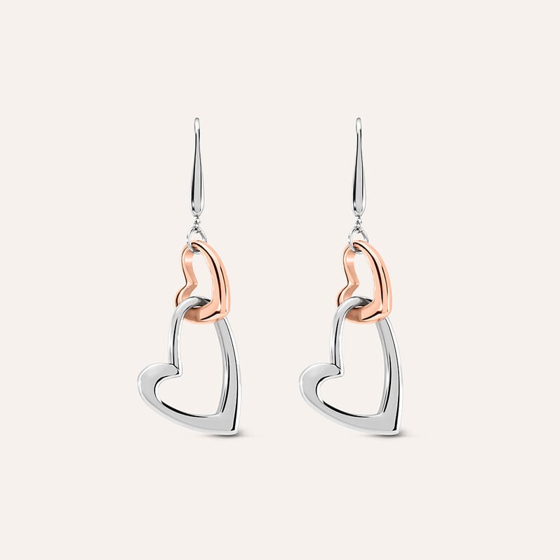 Orecchini Pendenti Sunrise Acciaio Bicolore Bianco / Rosa - Orecchini Pendenti Donna | Stroili