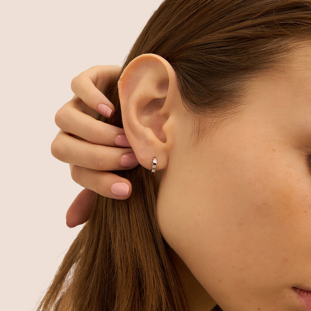 Orecchini A Cerchio Toujours Oro Bianco Cubic Zirconia