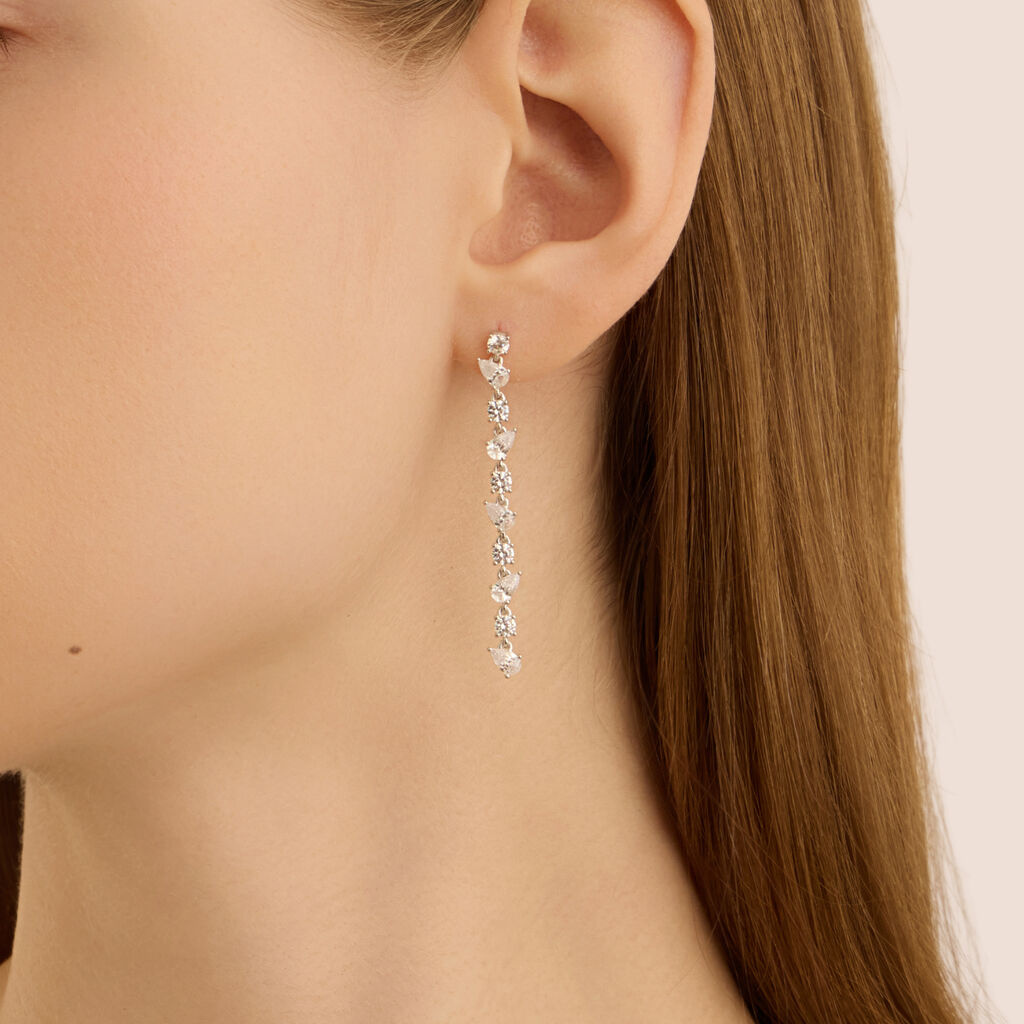 Orecchini Pendenti Claire Oro Bianco Cubic Zirconia