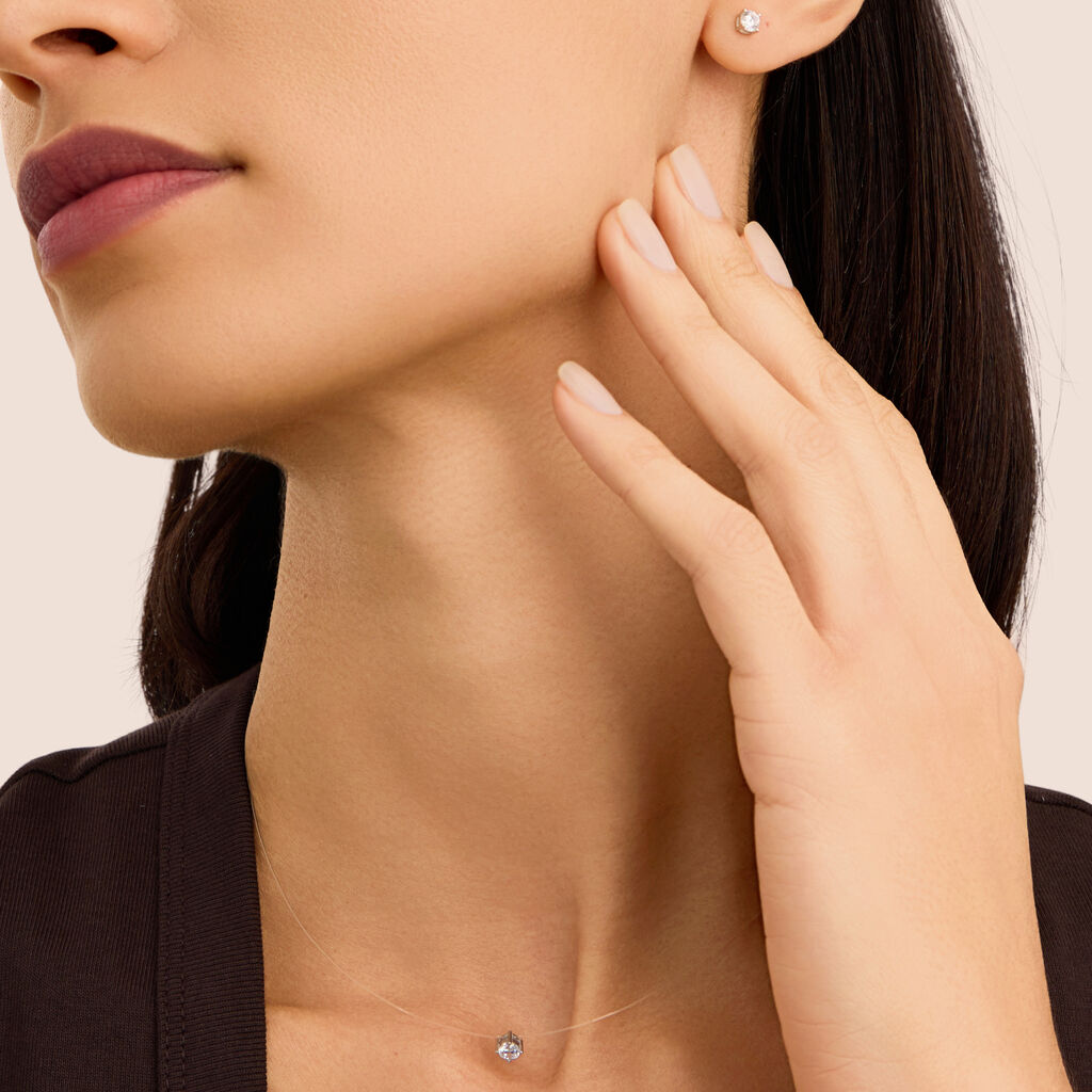 Orecchini Lobo Punto Luce Silver Elegance Argento Rodiato Cubic Zirconia