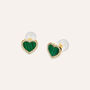 Orecchini Lobo Beverly Oro Giallo Malachite Cubic Zirconia
