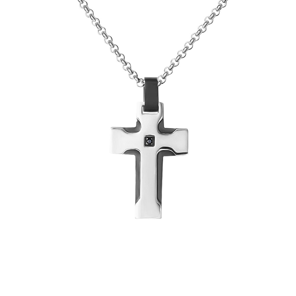 Collana Man Code Acciaio Bicolore Bianco / Nero Cubic Zirconia - Collane Uomo | Stroili