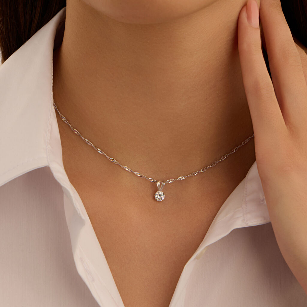 Pendente Punto Luce Poème Oro Bianco Cubic Zirconia