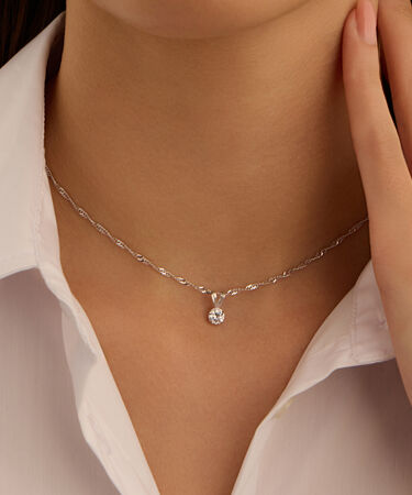 Pendente Punto Luce Po&egrave;me Oro Bianco Cubic Zirconia