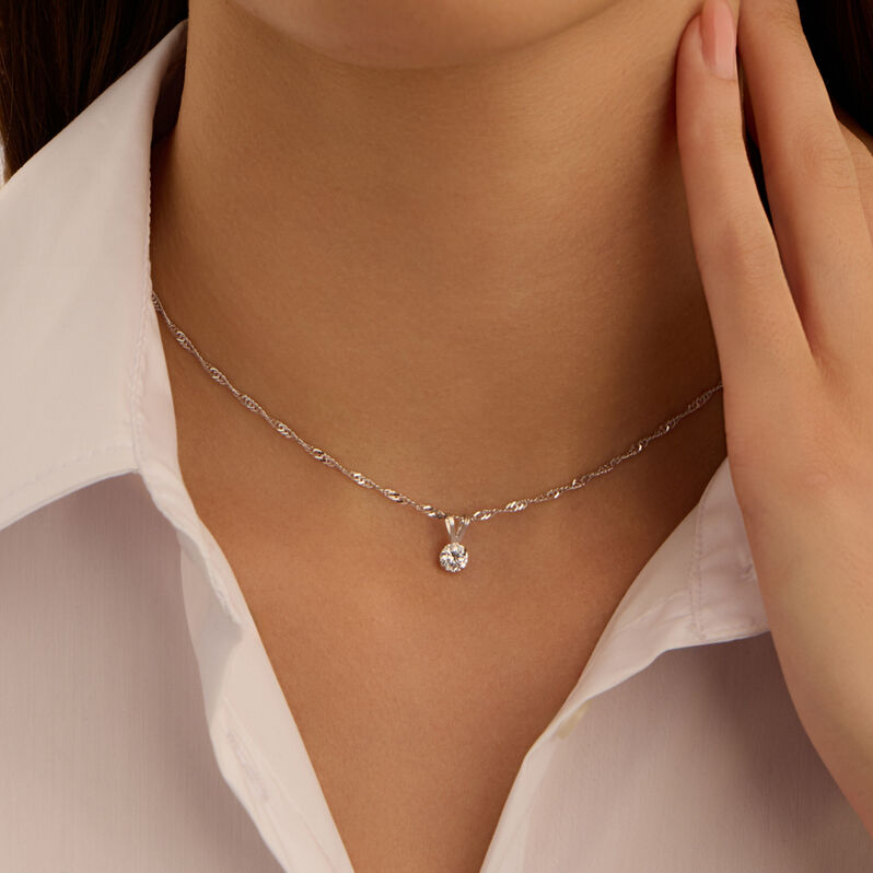 Pendente Punto Luce Poème Oro Bianco Cubic Zirconia - Ciondoli Donna | Stroili